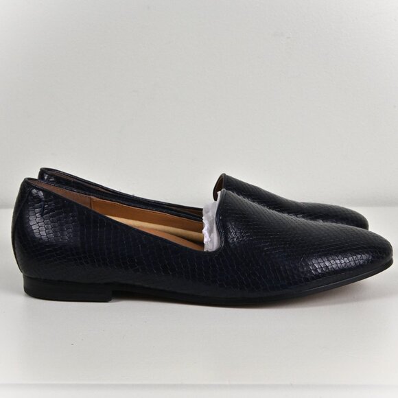 Vionic Willa Boa Leather Snake Print Handmade Slip On Casual Navy Flats US10 UK8 - Picture 7 of 16